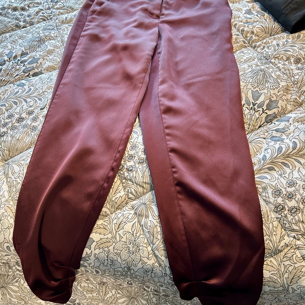 White House Black Market Burgundy Satin Trousers